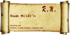 Raab Milán névjegykártya